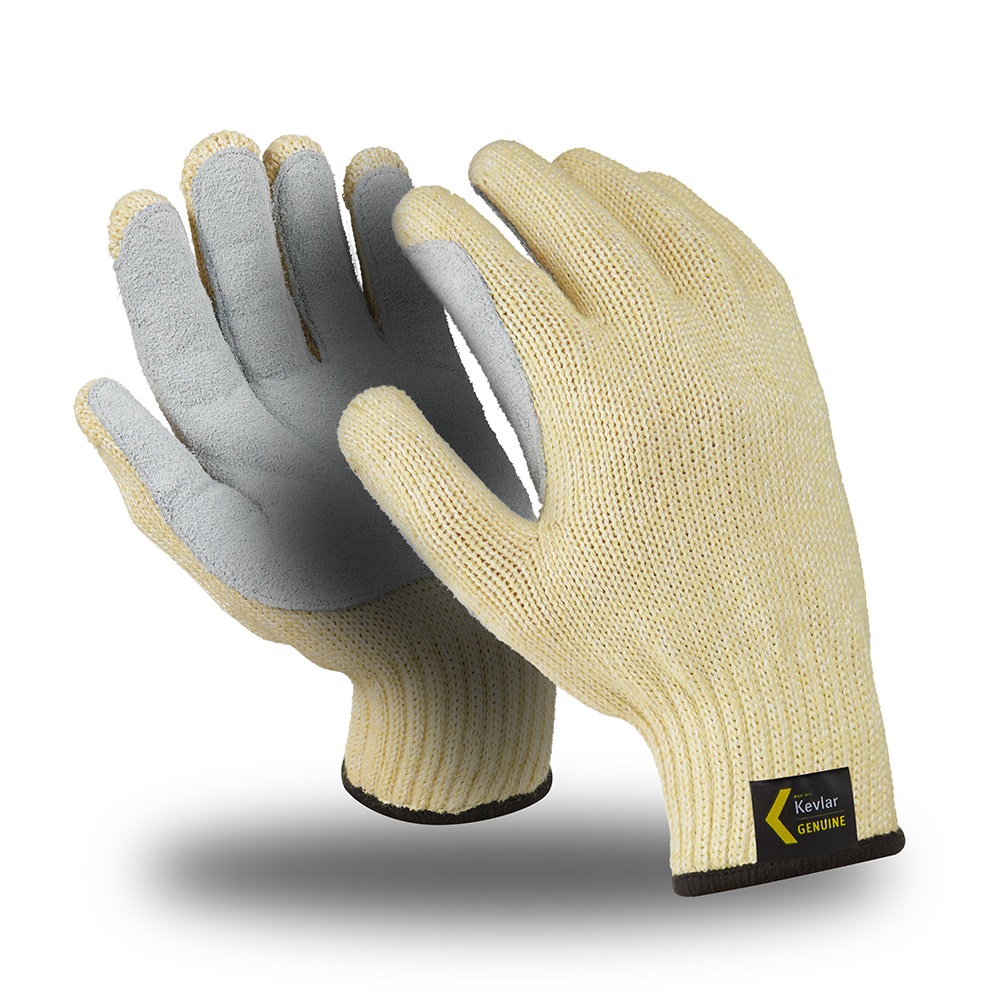 Перчатки АРАМАКС СПЛИТ (TG-694), Kevlar®, спилок на ладони, до 250°С, оверлок, цвет желто-черный – 1