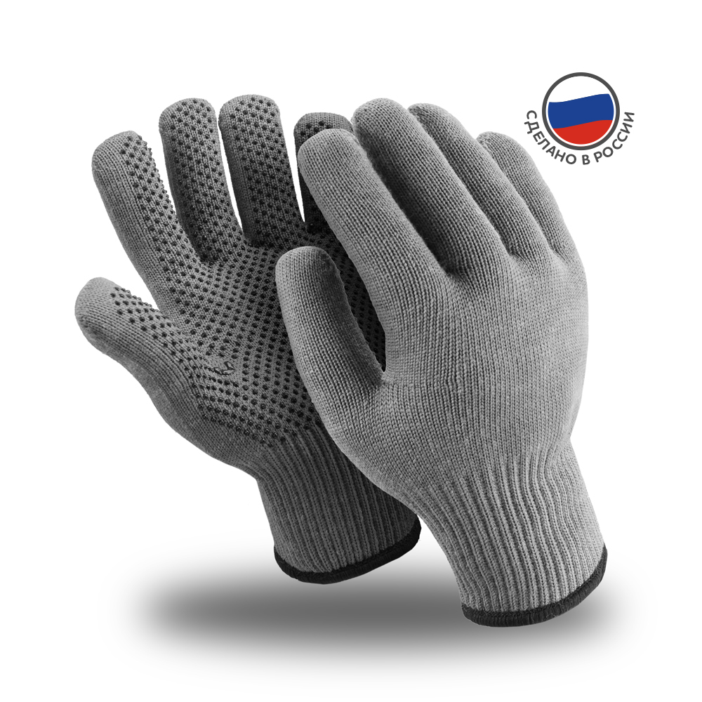 Перчатки СЕВЕР ПВХ (WG-711), 50% шерсть, акрил, нейлон, SlipGrip, цвет серый – 1