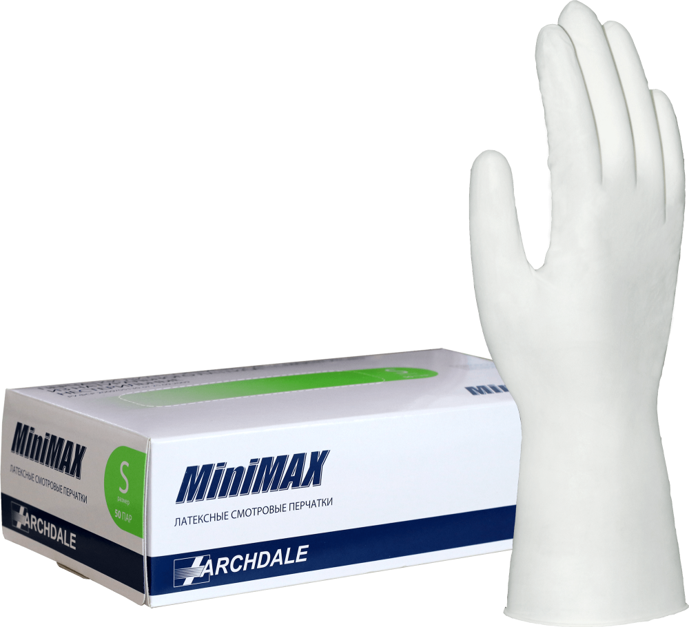 Перчатки ОБЩЕМЕДИЦИНСКИЕ, латекс, опудренные (MINI MAX) – 1
